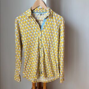 Boden Yellow and Blue Patterned Button-Up Shirt